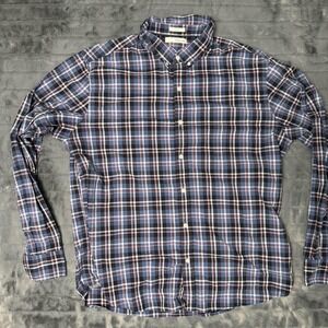 Hawker Rye Shirt Mens 2XL Blue Plaid Long Sleeve Button Down Slim Casual